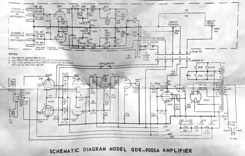 The Airline 9005 amplifier schematic